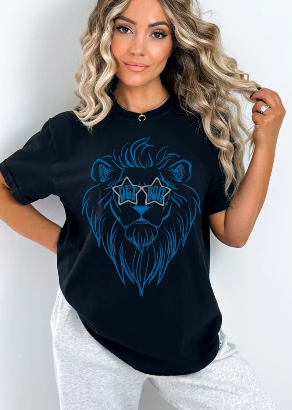 Detroit Football Comfort Colors Lions Crewneck Retro Style Fan Gift Michigan